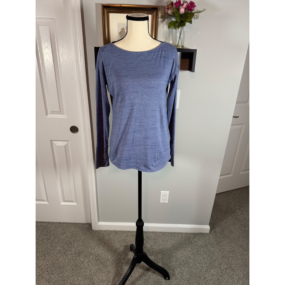 Kuhl Womens Blue Space Dye Long Sleeve Thumbhole Crossover Back Top XS